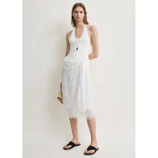 Toteme Compact knit halter top in Optic white, view 2