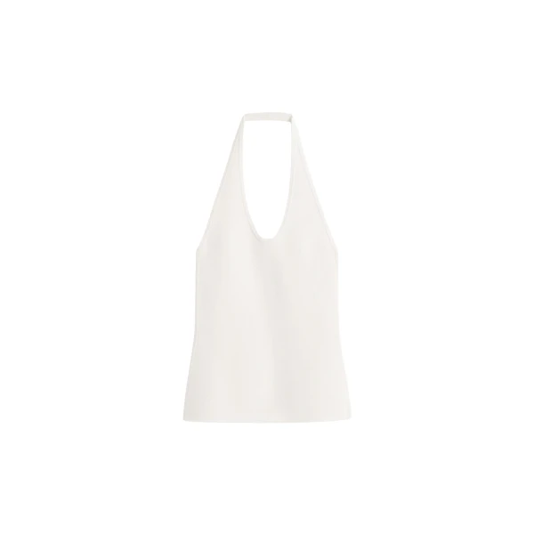 Toteme Compact knit halter top in Optic white