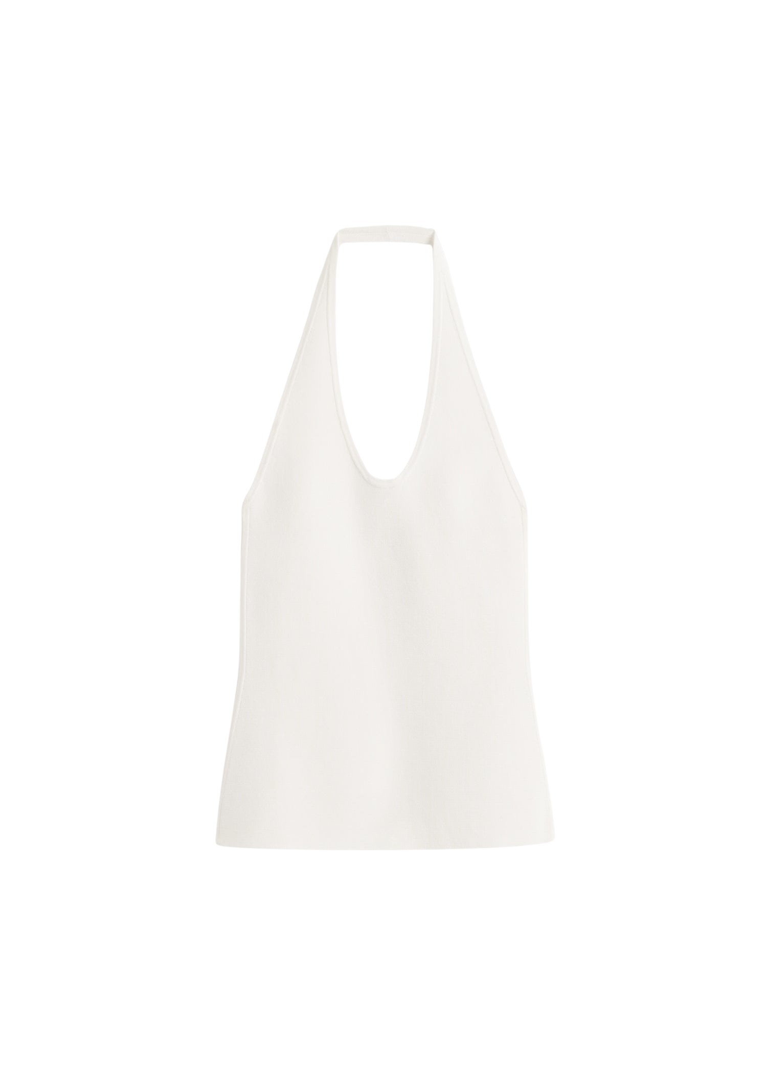 Totême Compact knit halter top in Optic white - Tops - Scandinavian Minimalist Luxury at Luxury Shoes 
