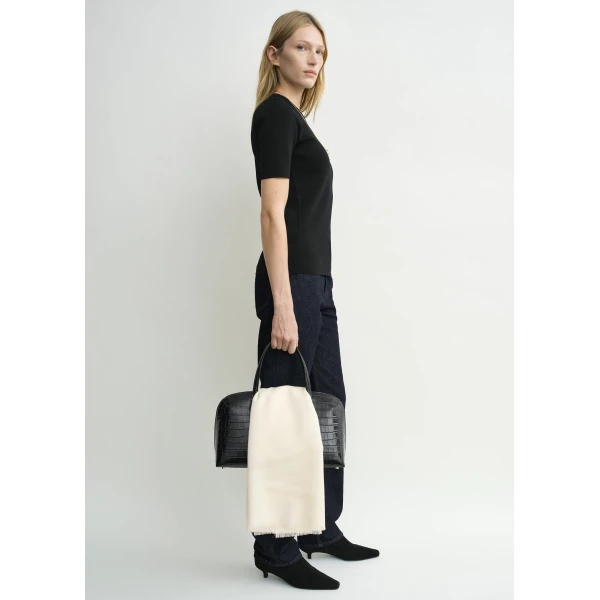 Toteme Compact knit tee in Black, view 3