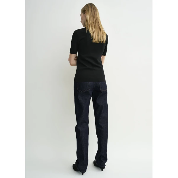 Toteme Compact knit tee in Black, view 4