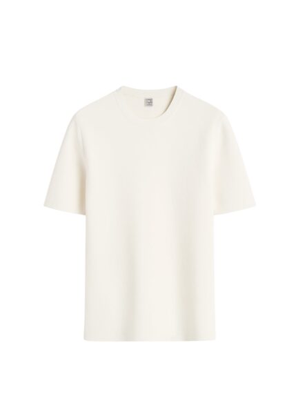 Totême Compact knit tee in Optic white - Knitwear - Scandinavian Minimalist Luxury at Luxury Shoes 