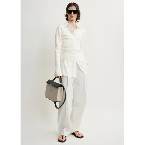Toteme Compact knit v-neck in Off-white, view 2