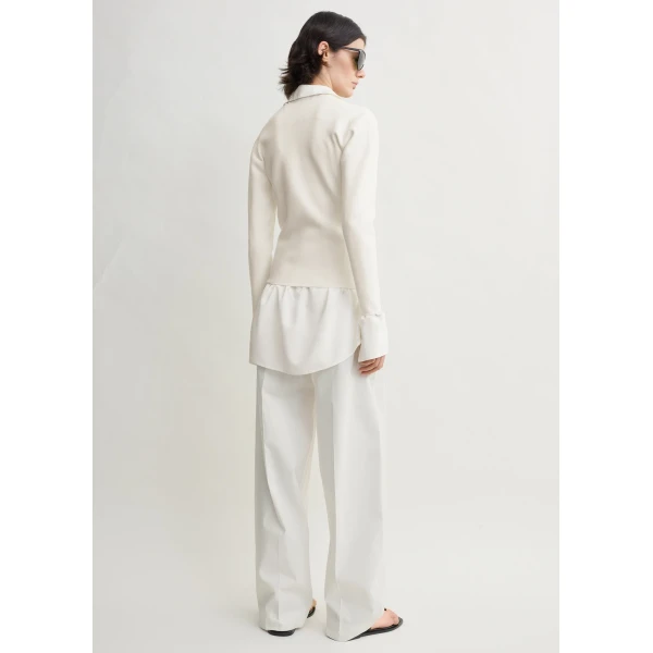Toteme Compact knit v-neck in Off-white, view 4