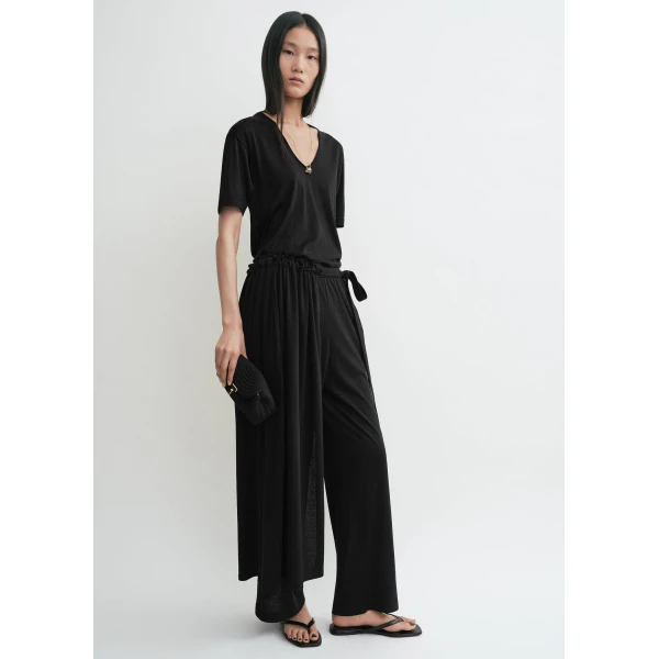 Toteme Cotton silk pj bottoms in Black, view 2