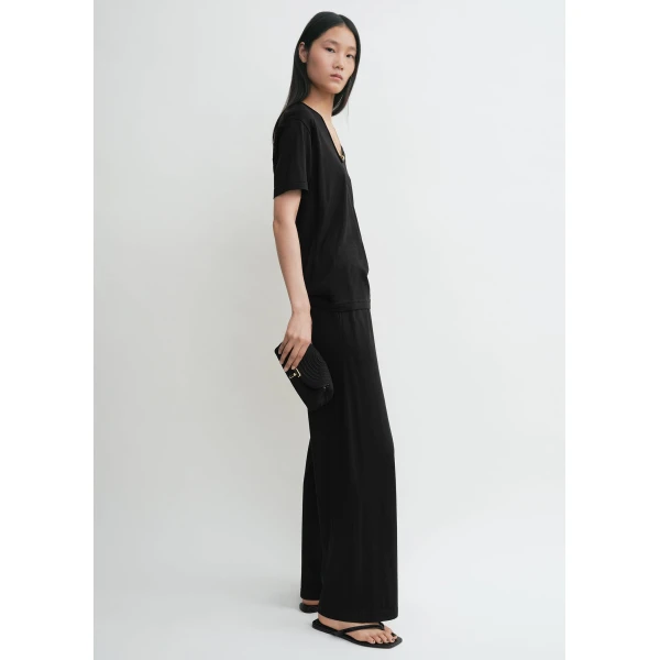 Toteme Cotton silk pj bottoms in Black, view 3