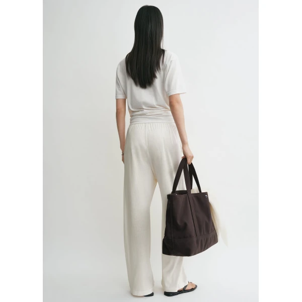 Toteme Cotton silk pj bottoms in Off-white, view 4