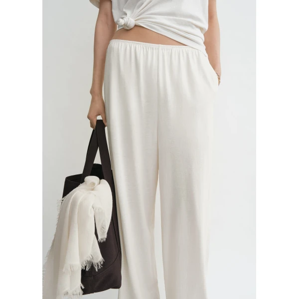 Toteme Cotton silk pj bottoms in Off-white, view 5