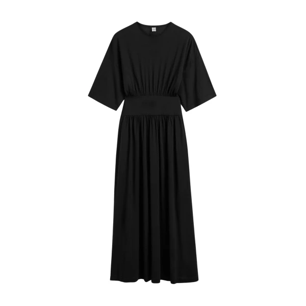 Toteme Cotton silk tee dress in Black