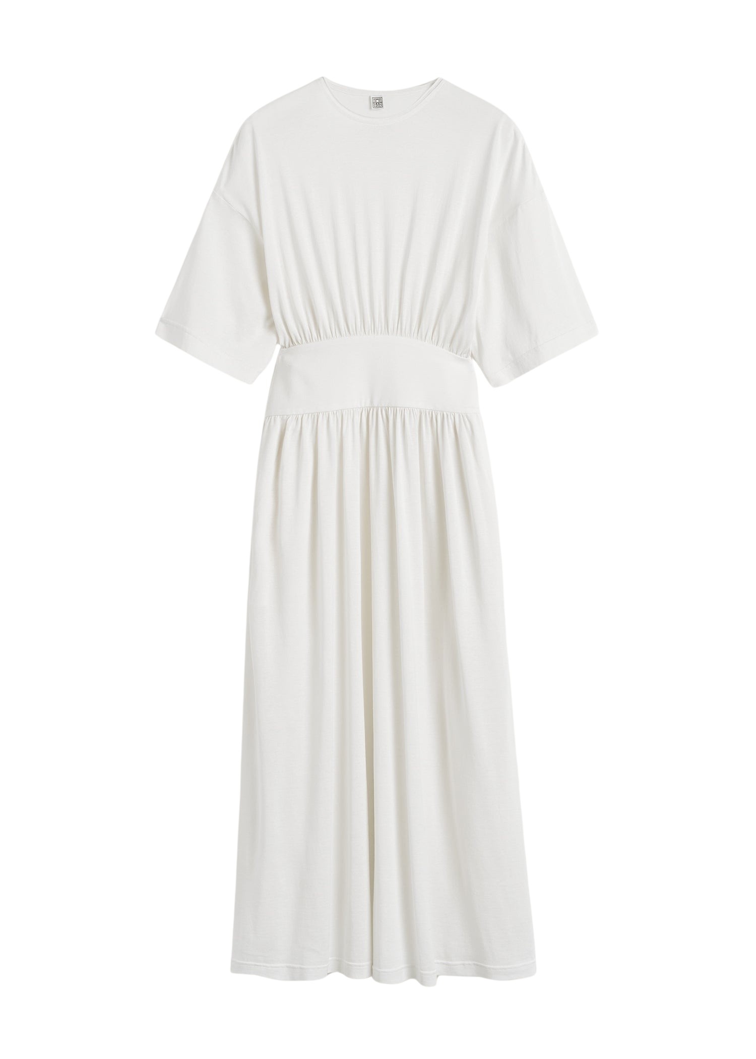 Totême Cotton silk tee dress in Off-white - Dresses - Scandinavian Minimalist Luxury at Luxury Shoes 