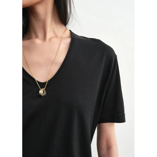 Toteme Cotton silk tee in Black Top, view 5
