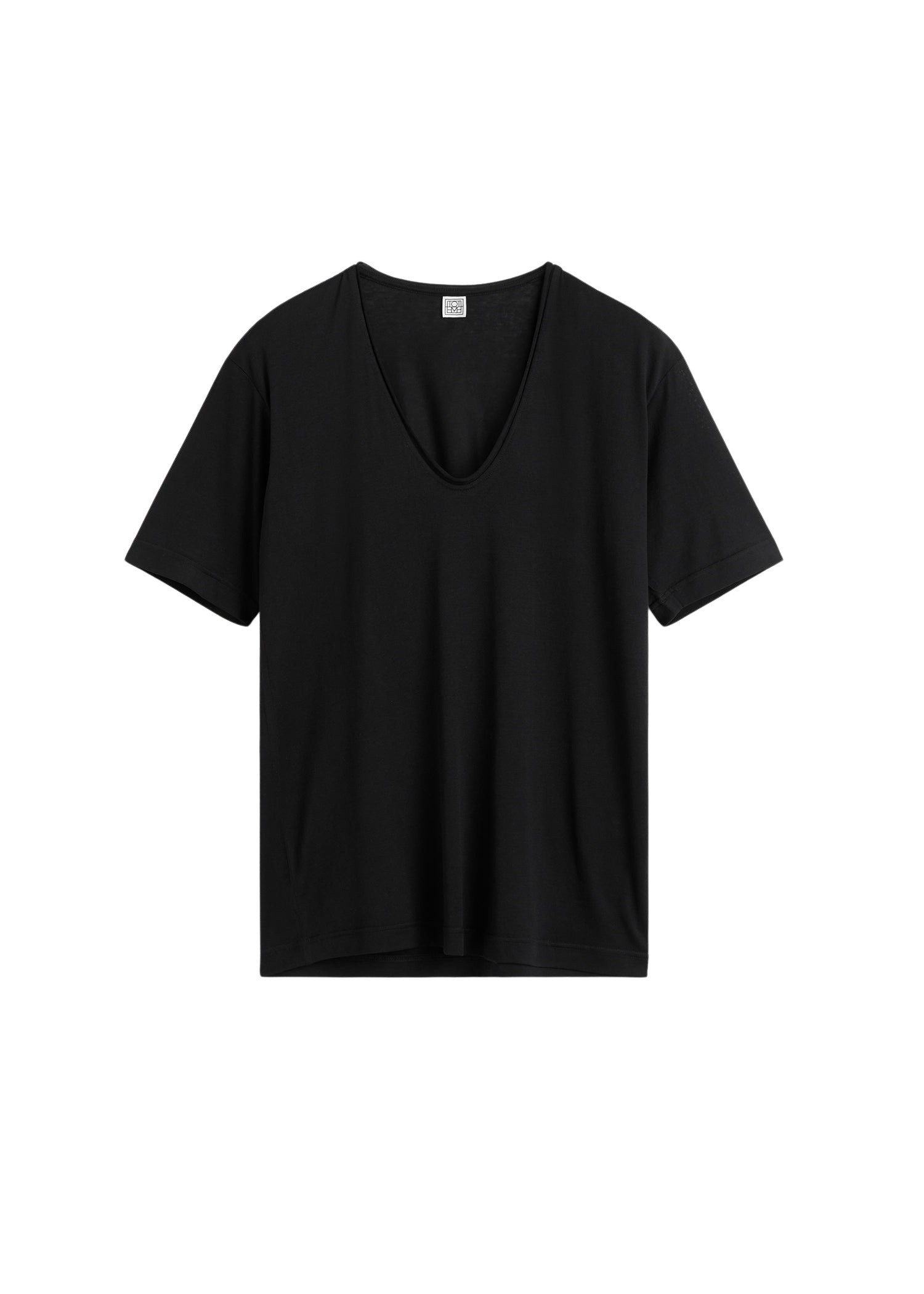 Totême Cotton silk tee in Black - Tops - Scandinavian Minimalist Luxury at Luxury Shoes 