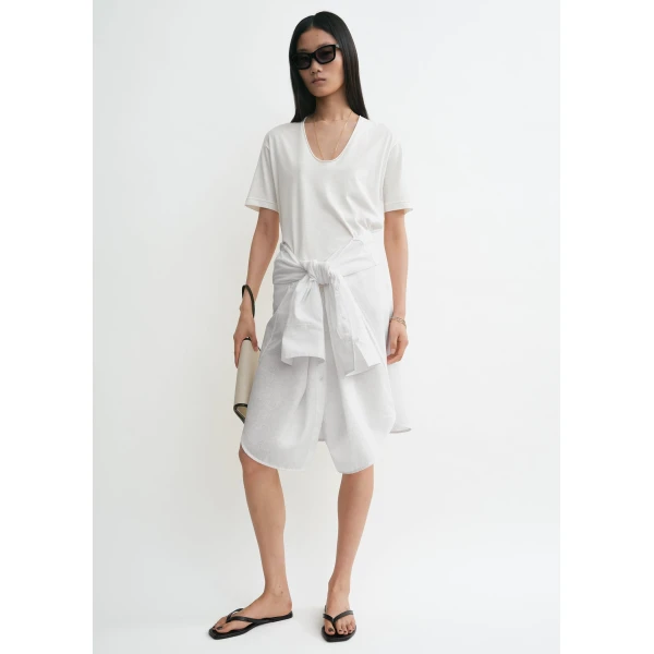 Toteme Cotton silk tee in Off-white Top, view 2