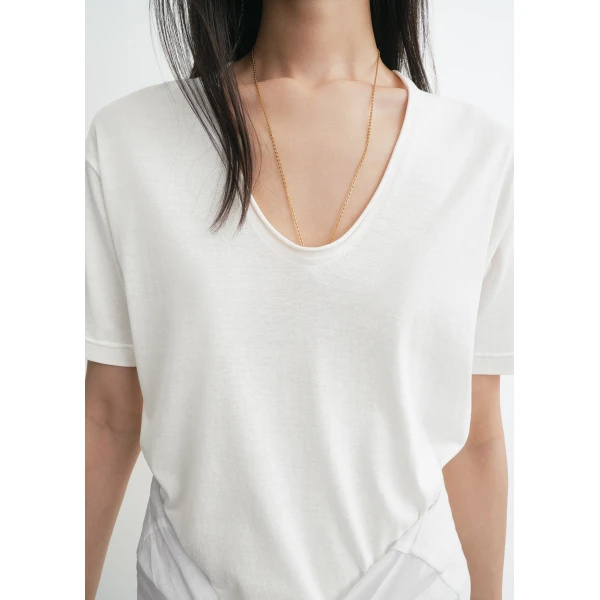 Toteme Cotton silk tee in Off-white Top, view 4