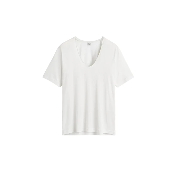 Toteme Cotton silk tee in Off-white Top