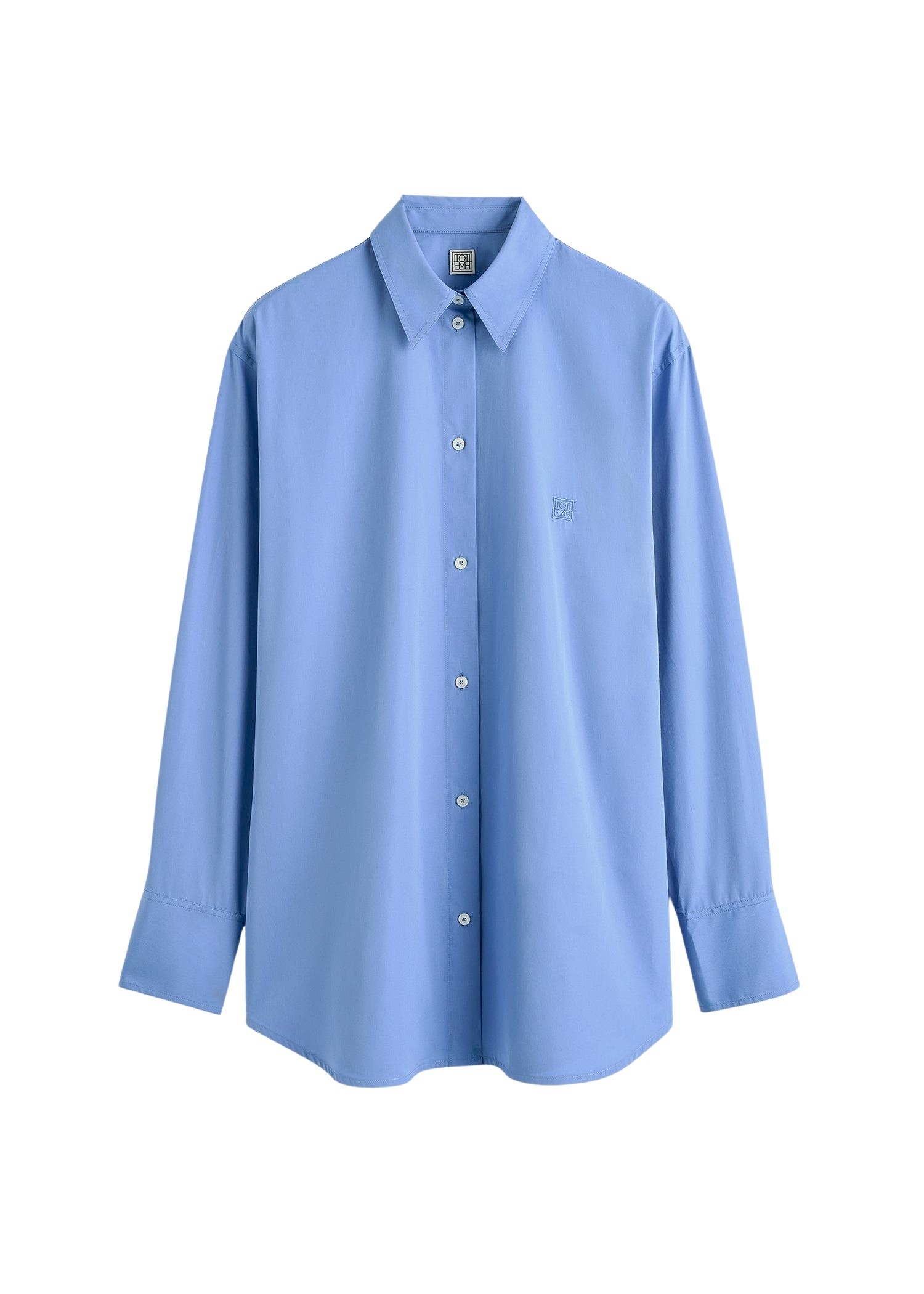 Totême Cotton summer shirt in Cornflower - Tops - Scandinavian Minimalist Luxury at Luxury Shoes 