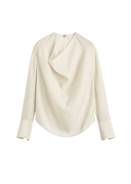 Totême Cowl blouse in Ecru - Tops - Scandinavian Minimalist Luxury at Luxury Shoes 