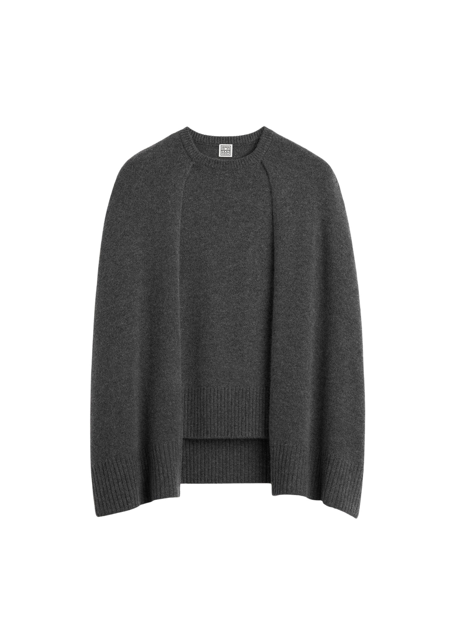 Totême Crew cape knit dark grey in Dark grey melange - Knitwear - Scandinavian Minimalist Luxury at Luxury Shoes 