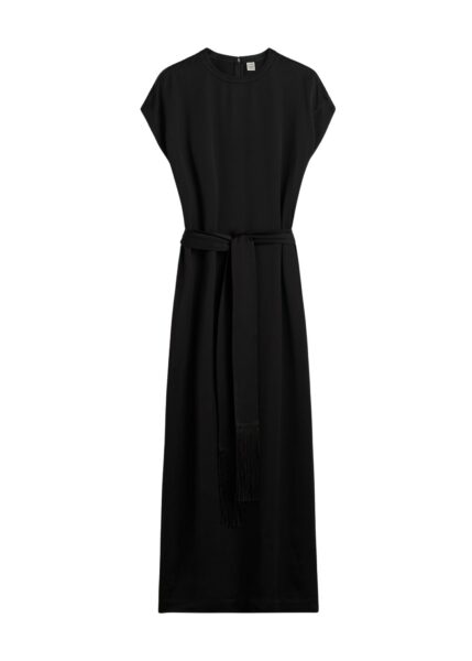 Totême Crew satin dress in Black - Dresses - Scandinavian Minimalist Luxury at Luxury Shoes 