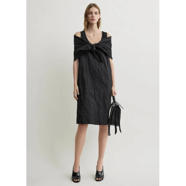 Toteme Crinkled cotton tank dress in Black, view 2
