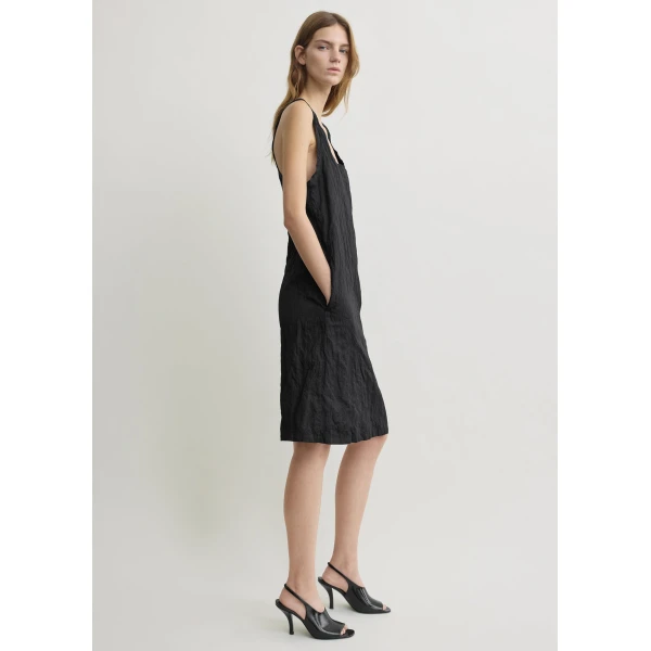 Toteme Crinkled cotton tank dress in Black, view 3