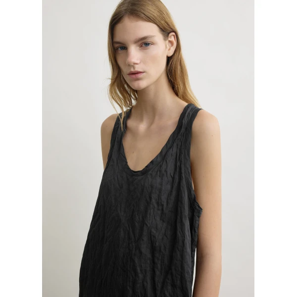 Toteme Crinkled cotton tank dress in Black, view 5