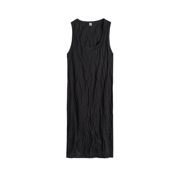 Toteme Crinkled cotton tank dress in Black