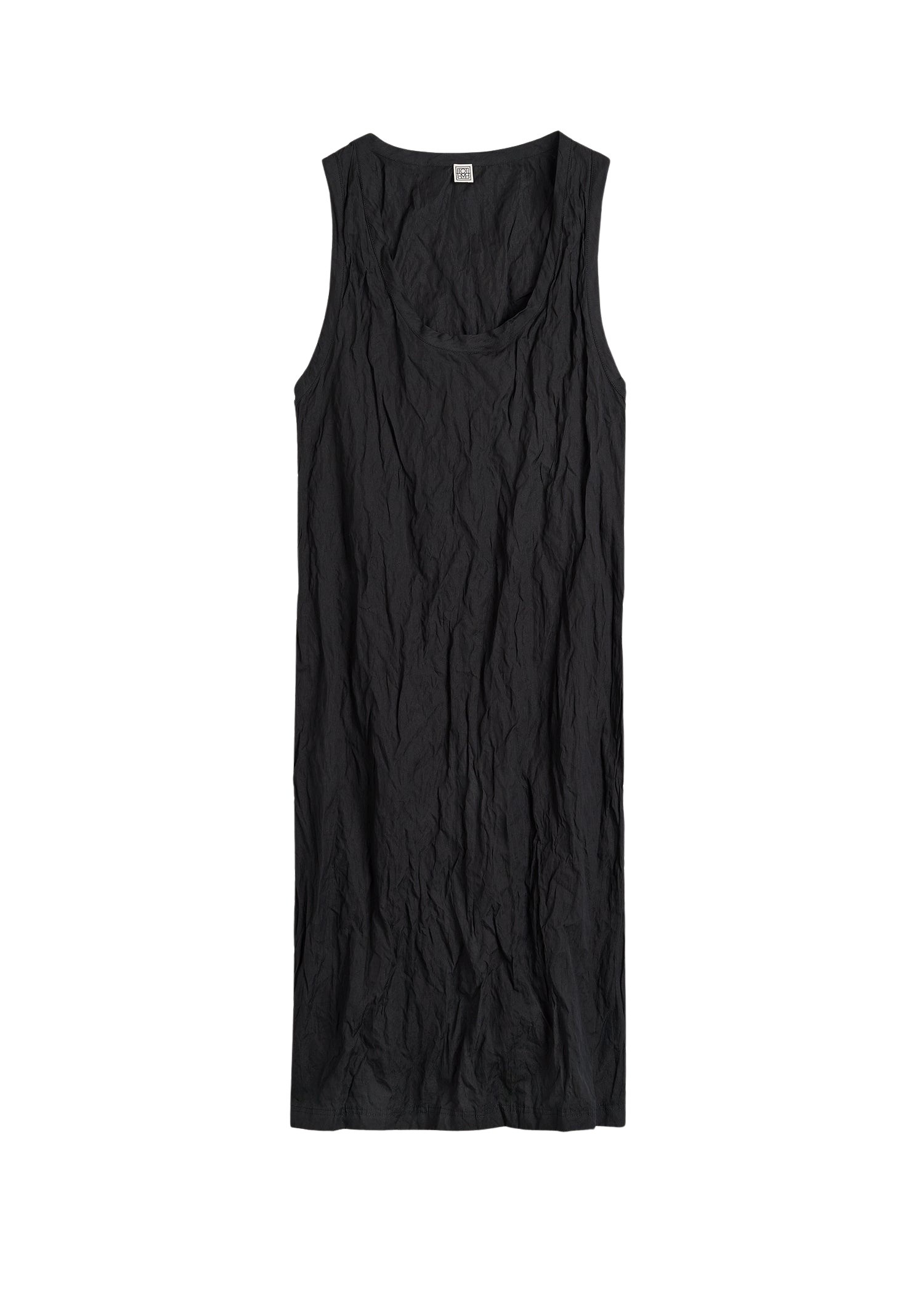 Totême Crinkled cotton tank dress in Black - Dresses - Scandinavian Minimalist Luxury at Luxury Shoes 