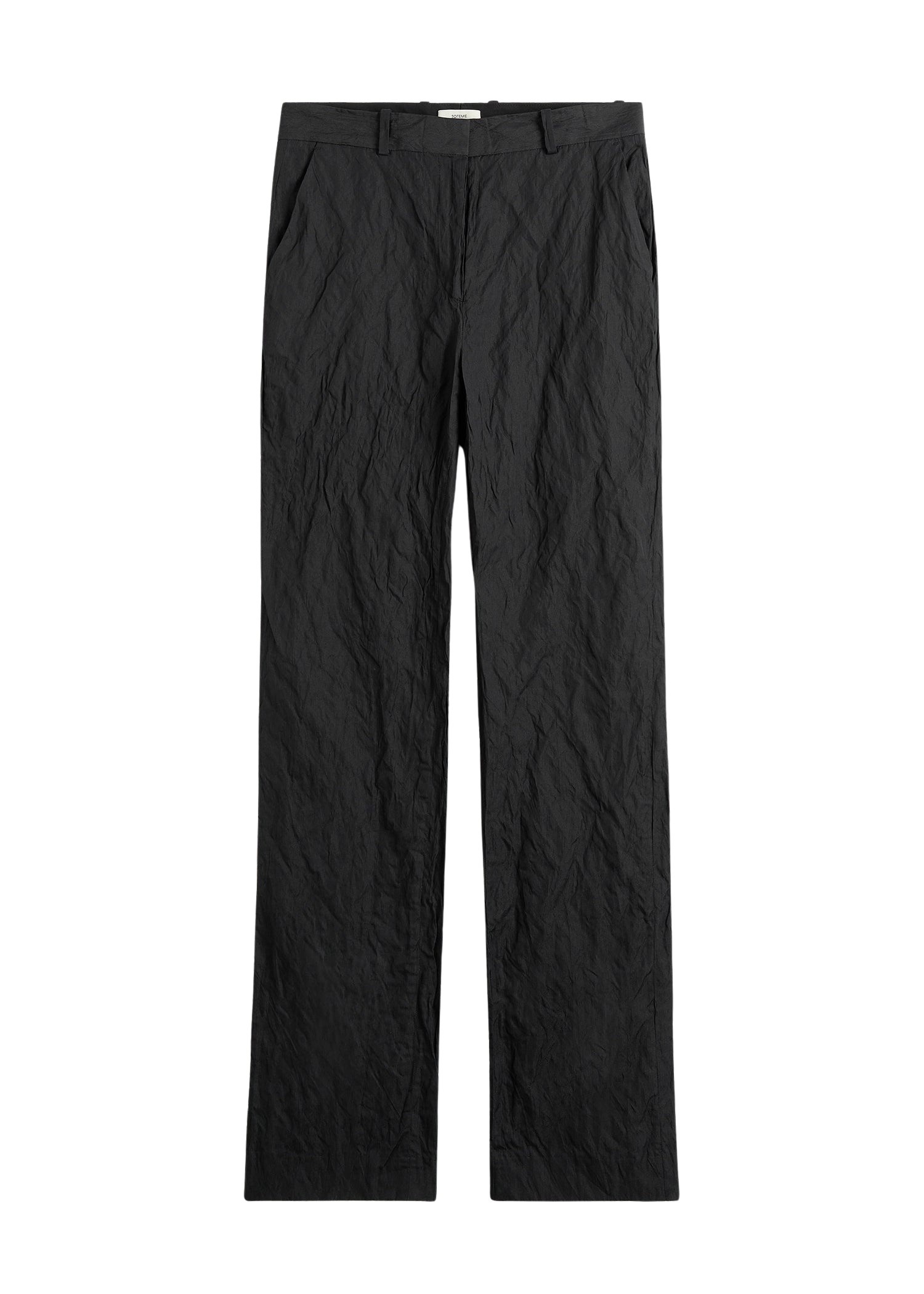 Totême Crinkled cotton trousers in Black - Pants - Scandinavian Minimalist Luxury at Luxury Shoes 
