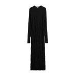 Toteme Crinkled knit long-sleeve dress in Black