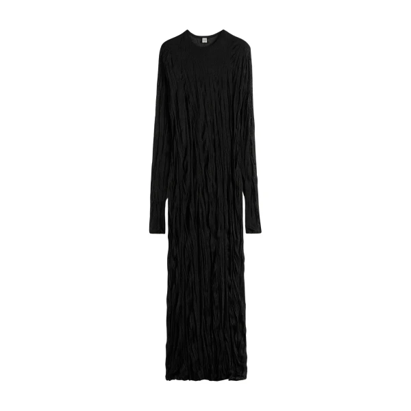 Toteme Crinkled knit long-sleeve dress in Black