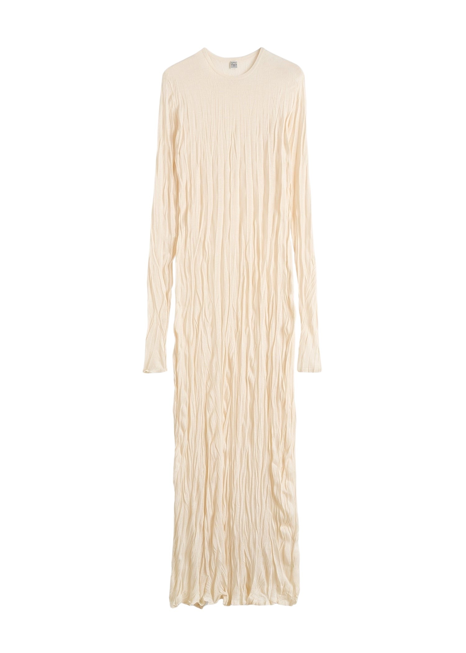 Totême Crinkled knit long-sleeve dress in Pale apricot - Dresses - Scandinavian Minimalist Luxury at Luxury Shoes 
