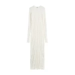 Toteme Crinkled knit long-sleeve dress in White