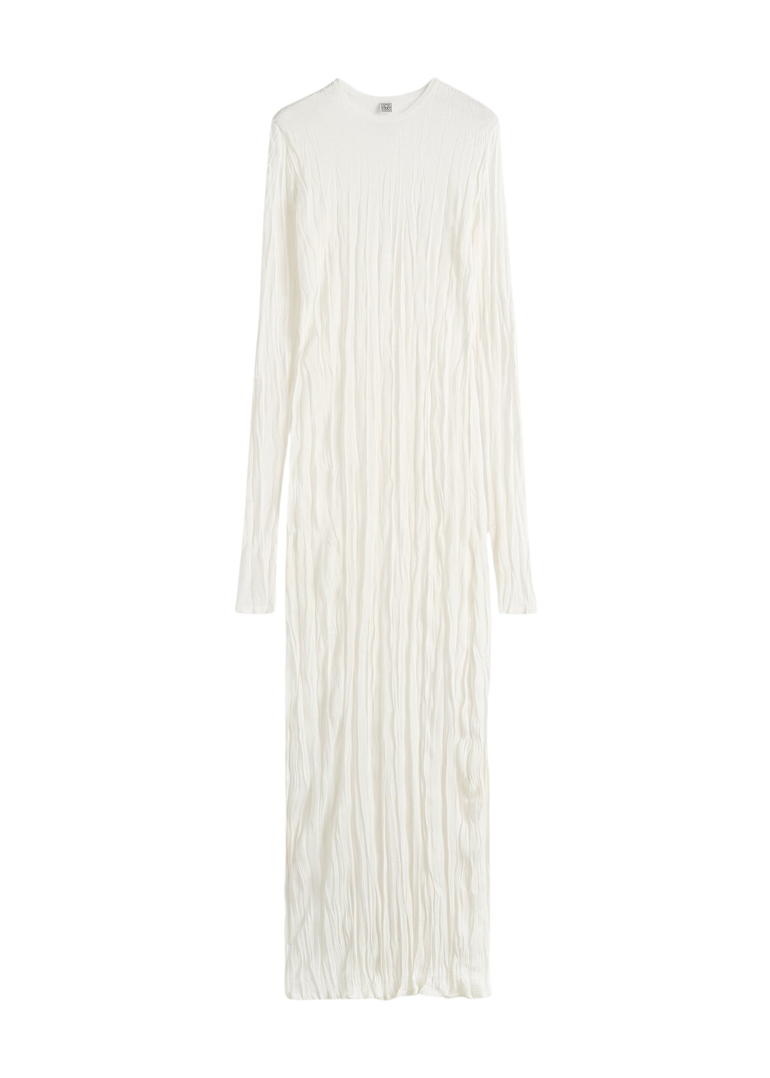 Totême Crinkled knit long-sleeve dress in White - Dresses - Scandinavian Minimalist Luxury at Luxury Shoes 