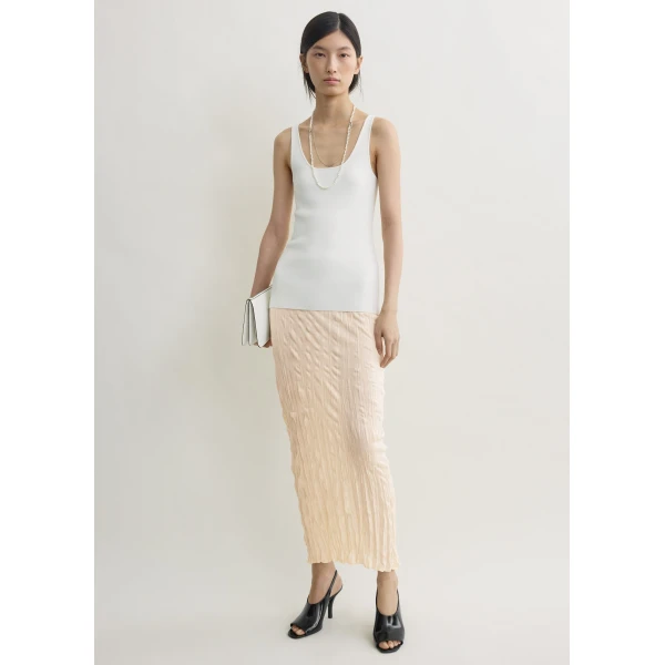 Toteme Crinkled knit skirt in Pale apricot, view 2
