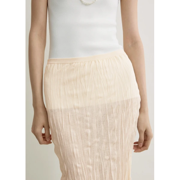 Toteme Crinkled knit skirt in Pale apricot, view 5