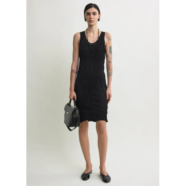 Toteme Crinkled knit tank dress in Black, view 2