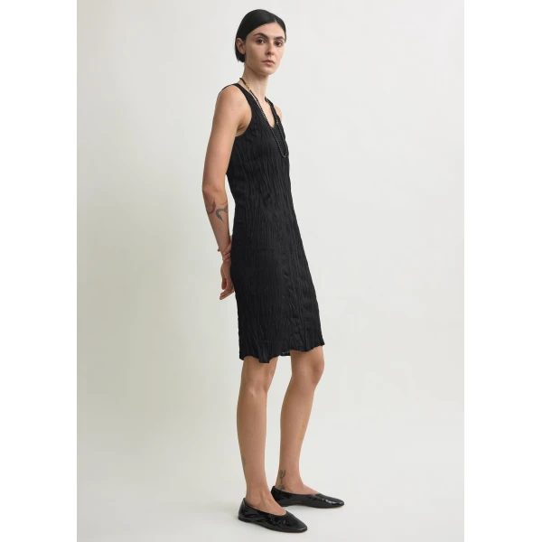 Toteme Crinkled knit tank dress in Black, view 3