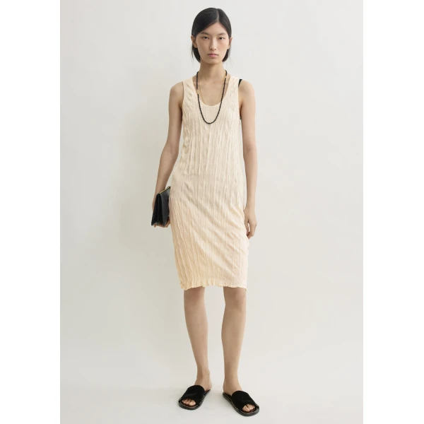 Toteme Crinkled knit tank dress in Pale apricot, view 2