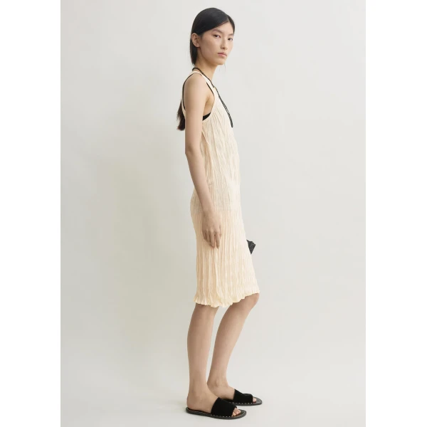 Toteme Crinkled knit tank dress in Pale apricot, view 3
