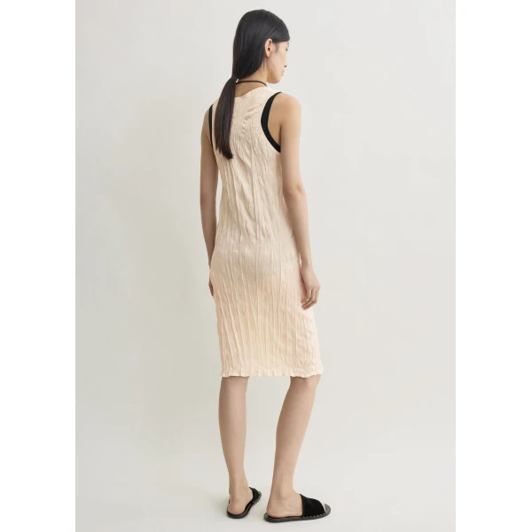 Toteme Crinkled knit tank dress in Pale apricot, view 4