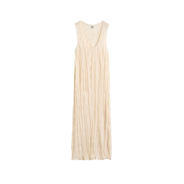 Toteme Crinkled knit tank dress in Pale apricot