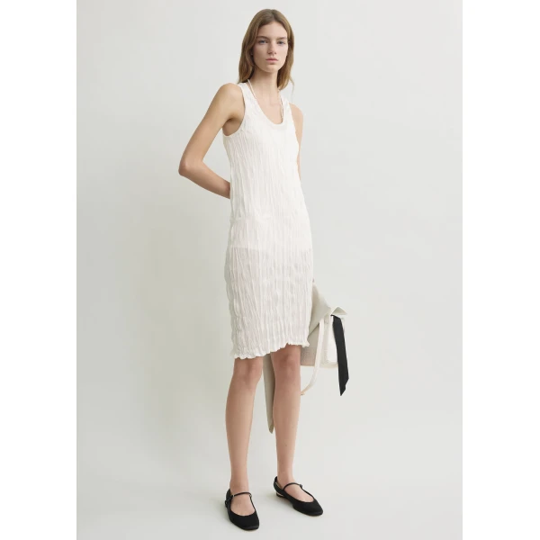 Toteme Crinkled knit tank dress in White, view 2