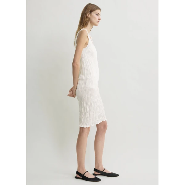 Toteme Crinkled knit tank dress in White, view 3