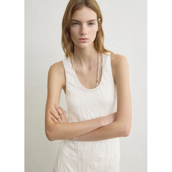 Toteme Crinkled knit tank dress in White, view 5