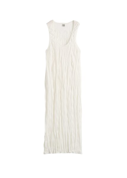 Totême Crinkled knit tank dress in White - Dresses - Scandinavian Minimalist Luxury at Luxury Shoes 
