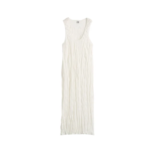 Toteme Crinkled knit tank dress in White