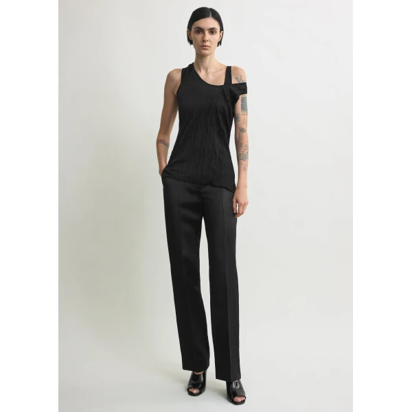 Toteme Crinkled knit tank in Black, view 2
