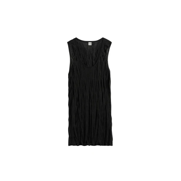 Toteme Crinkled knit tank in Black