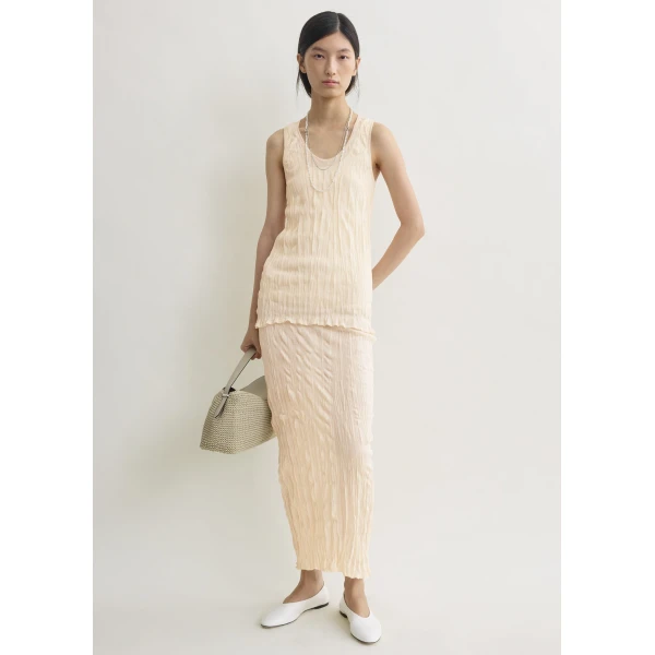 Toteme Crinkled knit tank in Pale apricot, view 2